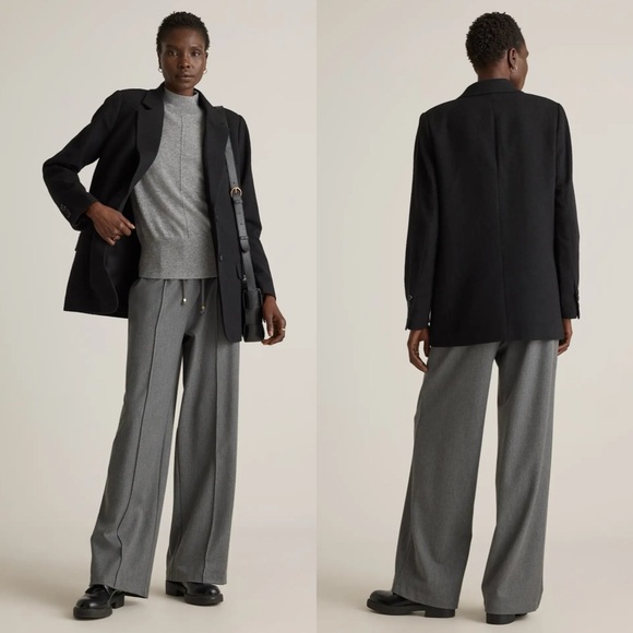 NWT Quince Italian Wool Oversized Blazer Black